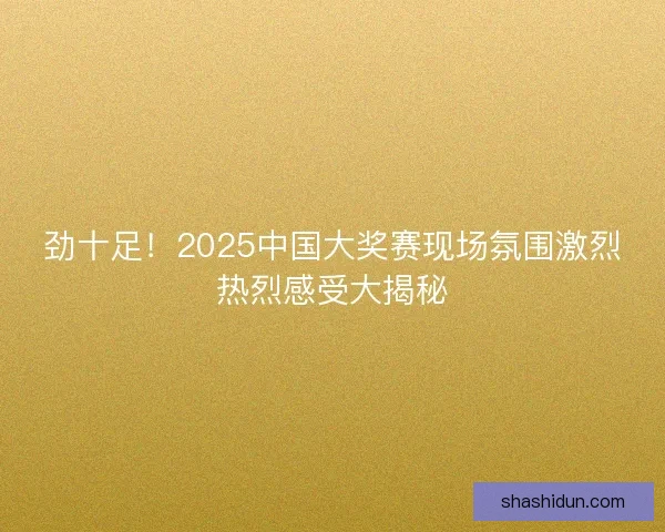 劲十足！2025中国大奖赛现场氛围激烈热烈感受大揭秘