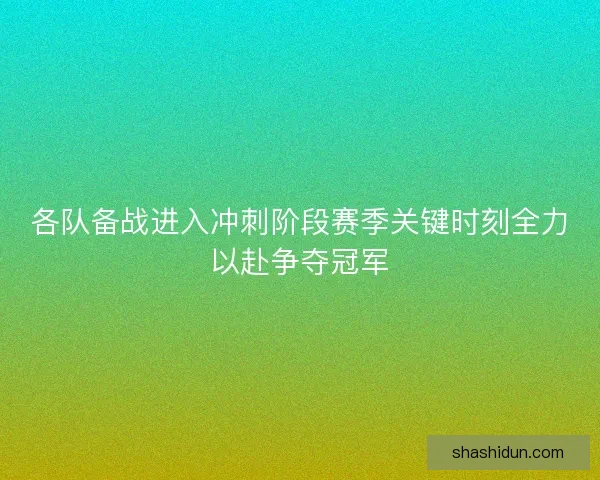 各队备战进入冲刺阶段赛季关键时刻全力以赴争夺冠军
