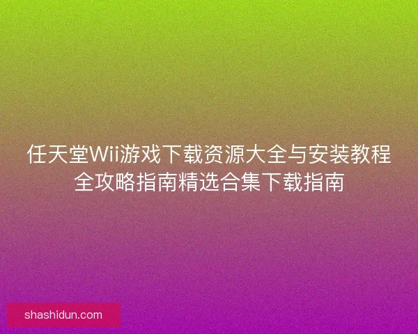任天堂Wii游戏下载资源大全与安装教程全攻略指南精选合集下载指南 任天堂Wii游戏下载资源大全与安装教程全攻略指南精选合集下载指南